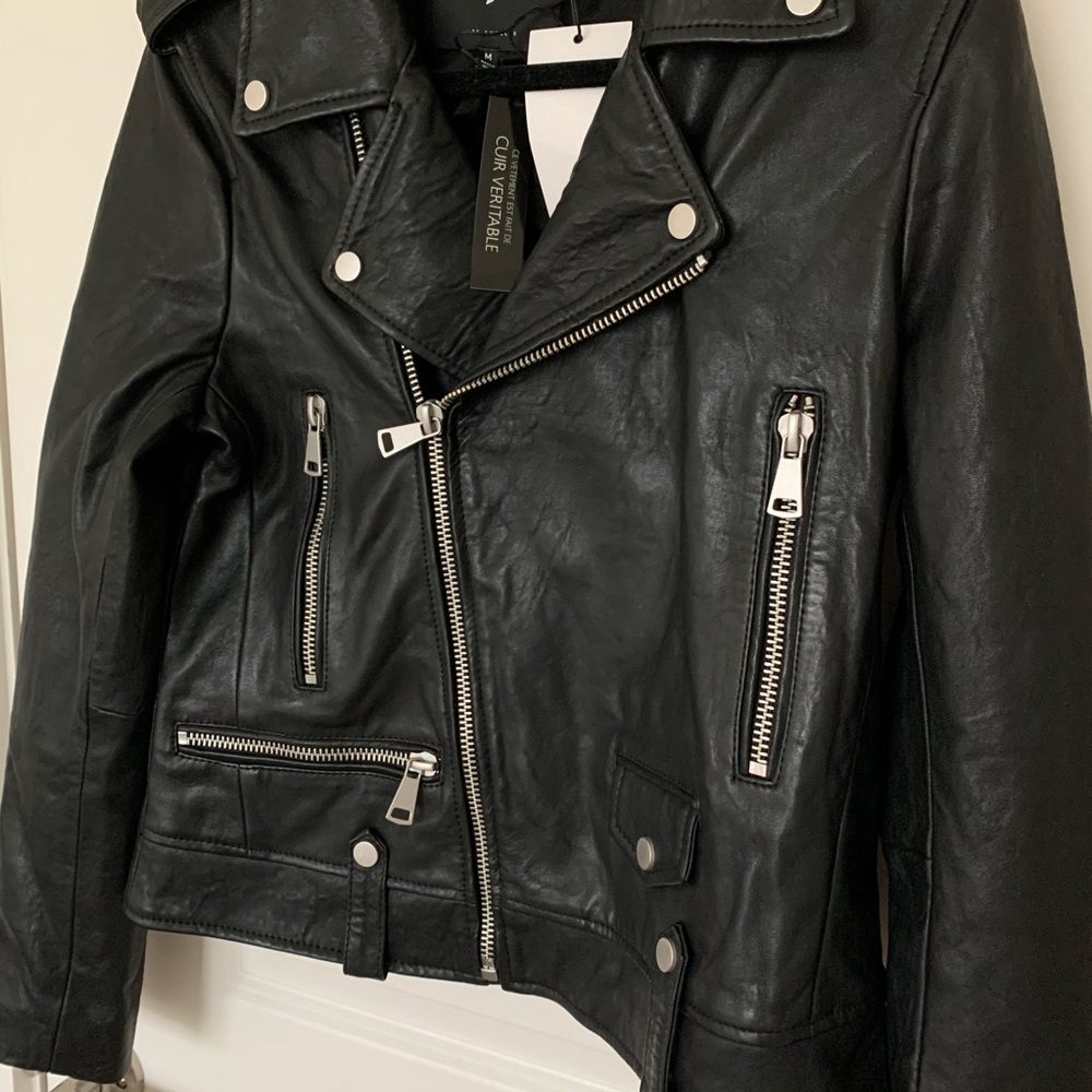 7 for all mankind leather moto jacket - Picture 2 of 7